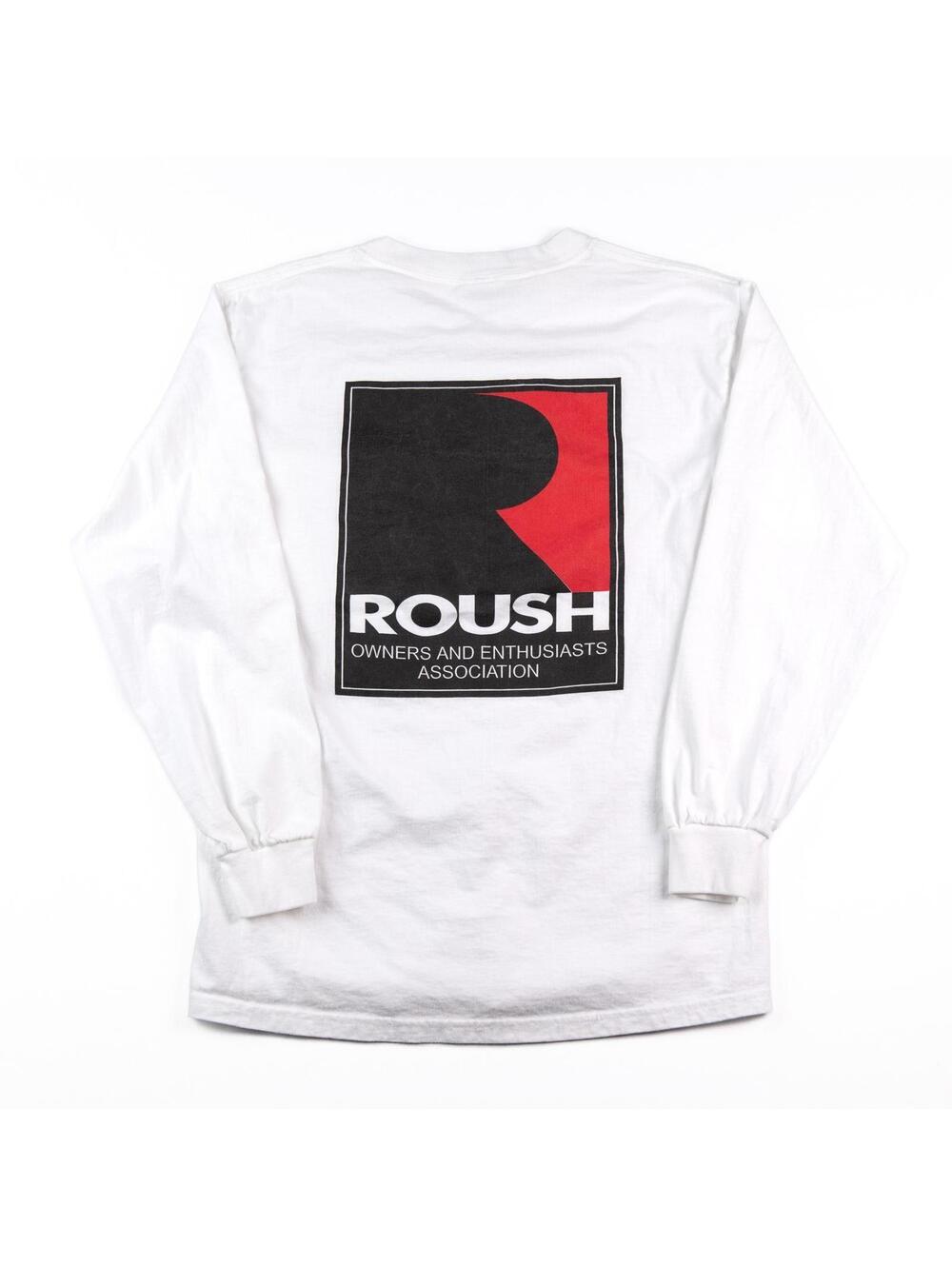 Roush Owners Association Long Sleeve T Shirt White Pocket Graphic Size Small
